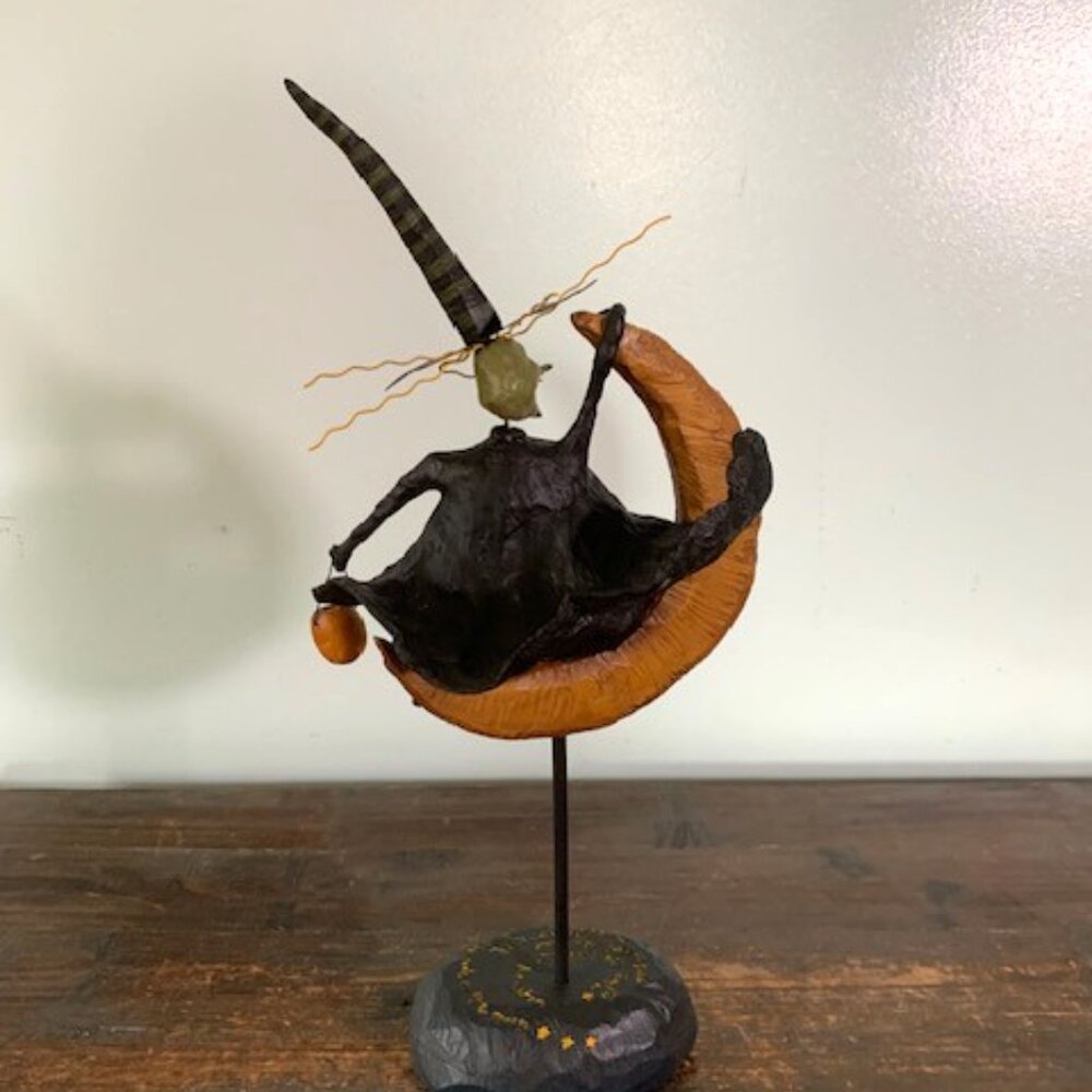 Lang & Wise 2003 August Moon Halloween "Witch On A Moon" Figure - Picture 4 of 8